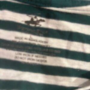 Beverly Hills polo club Green and White Striped Shirt